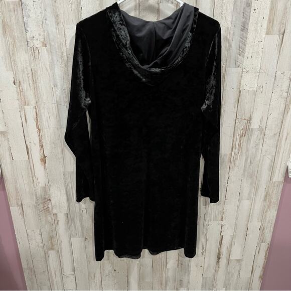 Torrid Velour Hooded Long Sleeve Mini Lounge Gown Deep Black 0 FLAW - Picture 4 of 7